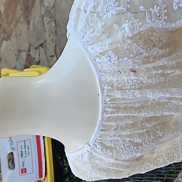 Linea Domani nylon ivory lace long sleeves blouse size Small - Picture 8 of 11